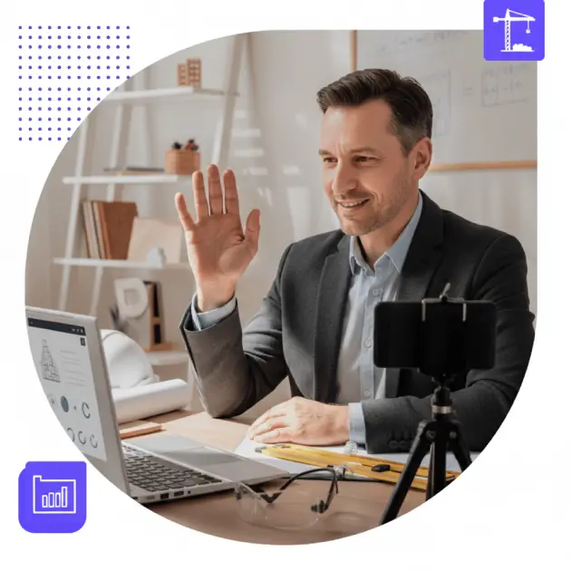 Instructor profesional de AEC Mastery con actitud exitosa, compartiendo conocimiento técnico avanzado en obra para la transformación profesional.